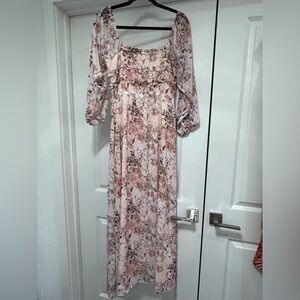 Floral Maxi Dress in Blush Pink